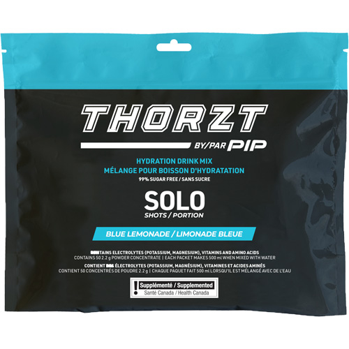 THORZT Sugar-Free Solo Shot Hydration Drink Mix, Single Serve, Blue Lemonade Action Paper