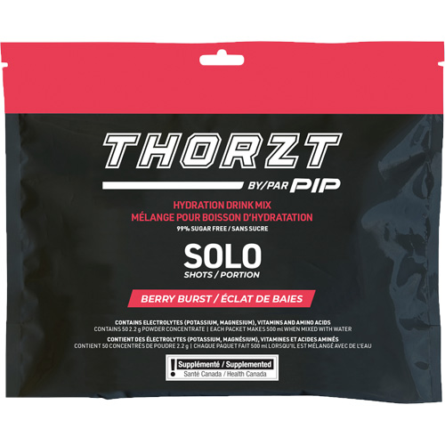 THORZT Sugar-Free Solo Shot Hydration Drink Mix, Single Serve, Berry Burst Action Paper
