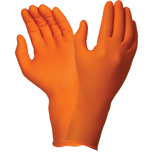 TOUCHNTUFF 93-800 Disposable Gloves, 8.5/9, Latex/Neoprene/Nitrile, 23.6-mil, Powder-Free, Orange Action Paper