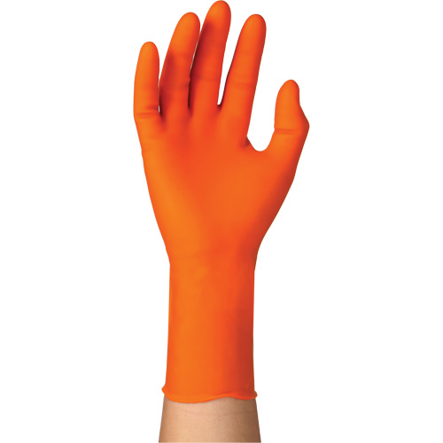 TOUCHNTUFF 93-800 Disposable Gloves, 8.5/9, Latex/Neoprene/Nitrile, 23.6-mil, Powder-Free, Orange Action Paper