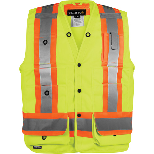 Veste haute visibilit&eacute; pour arpenteur, Orange haute visibilit&eacute;, Petit, Polyester Action Paper