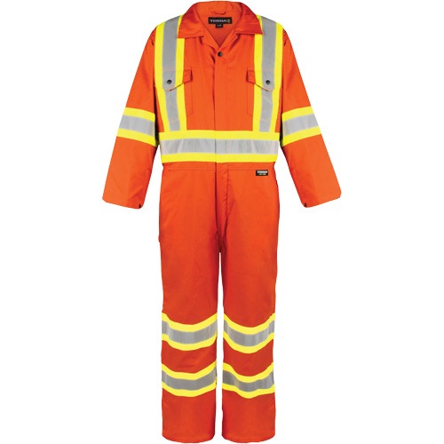 High-Visibility Unlined Coveralls, Small, High Visibility Orange Action Paper