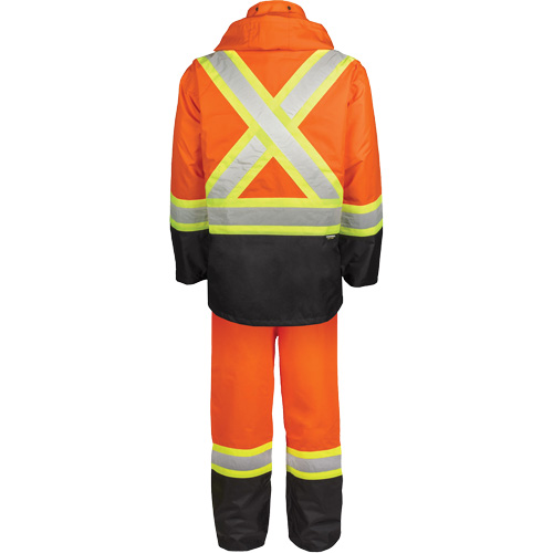High-Visibility 150-Deniers Rain Suit, Polyester, Small, High Visibility Orange Action Paper