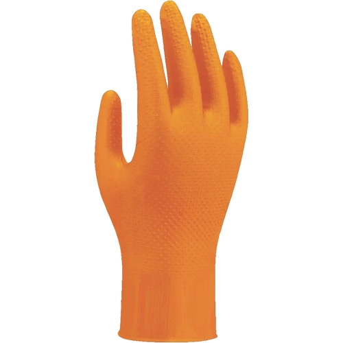 Gants jetables haute visibilit&eacute; 709HVO, 9/Grand, Nitrile, 8 mils, Sans poudre, Orange Action Paper