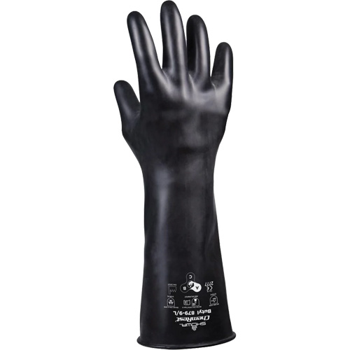 Gants r&eacute;sistants &agrave; l'acide 879, Taille 2T-Grand/11, 14" lo, Caoutchouc butyle, 28 mils Action Paper