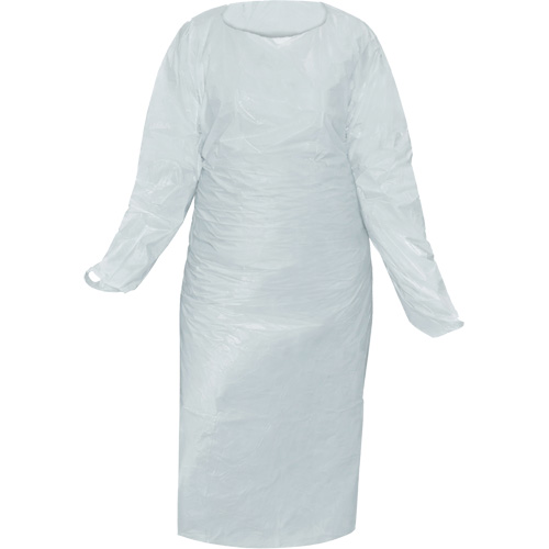 CoverMe Gown with Thumbholes, One Size, White, Polyethylene Action Paper