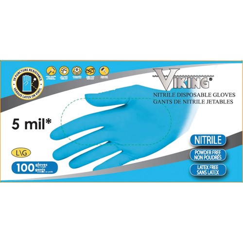 34600 Disposable Gloves, X-Large, Nitrile, 5-mil, Powder-Free, Blue Action Paper