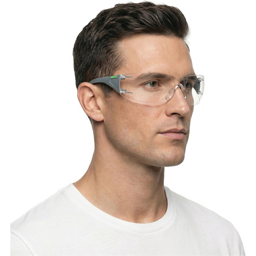Adapt Lite Grey/Green Safety Glasses, Clear Lens, Anti-Fog/Anti-Scratch, ANSI Z87+/Meets/Exceeds CSA Z94.3 Action Paper
