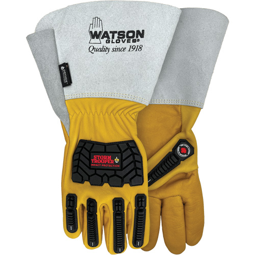 Storm Trooper Water-Resistant Gloves, Medium, Cowhide Palm, Gauntlet Cuff Action Paper