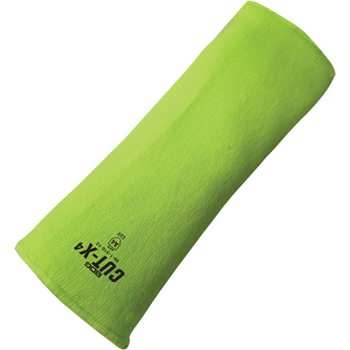 Cut-X&reg; Cut-Resistant Sleeve, Fibreglass/Polyethylene, 18", ASTM ANSI Level A4, High Visibility Lime Action Paper