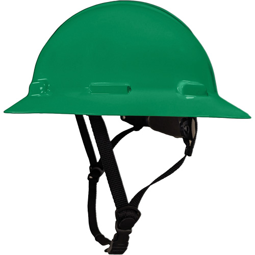 LIDGUARD&reg; Full Brim Hardhat with Chinstrap, Meets CSA Type 2, Ratchet Suspension, Vented Action Paper