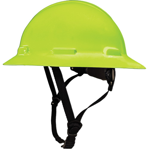 LIDGUARD&reg; Full Brim Hardhat with Chinstrap, Meets CSA Type 1, Ratchet Suspension, Vented Action Paper