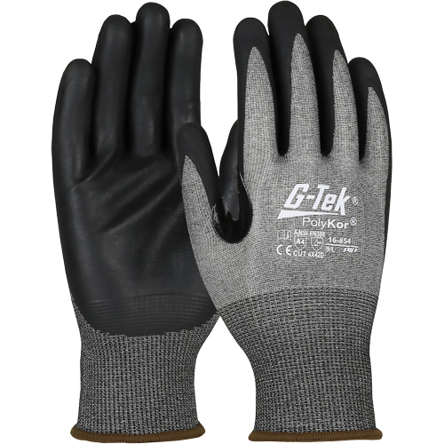 G-Tek&reg; Cut-Resistant Gloves with Touchscreen Capability, Size 2X-Large, 18 Gauge, Foam Nitrile Coated, PolyKor&reg; Shell, ASTM ANSI Level A4/EN 388 Level D Action Paper