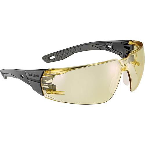 RUSH+ 2.0 M/L Safety Glasses with Black & Grey Frame, Amber Lens, Anti-Fog/Anti-Scratch, ANSI Z87+ Action Paper