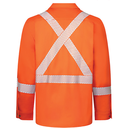 Chemise de travail haute visibilit&eacute; &agrave; bandes segment&eacute;es 7 oz de luxe Avenger, Style 652, Hommes, Moyen, Orange Action Paper