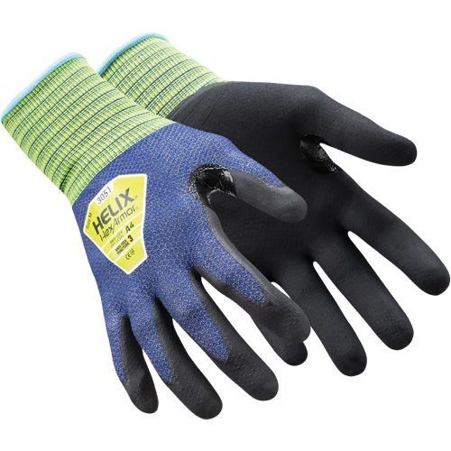 Gants de travail mince Helix 3051, 6/T-petit, Calibre 21, Rev&ecirc;tement Mousse de nitrile, ASTM ANSI niveau A4/EN 388 niveau D Action Paper