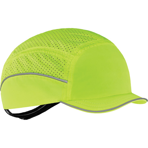 Skullerz 8955 Lightweight Bump Cap Hat with Micro Brim, High Visibility Lime Green Action Paper