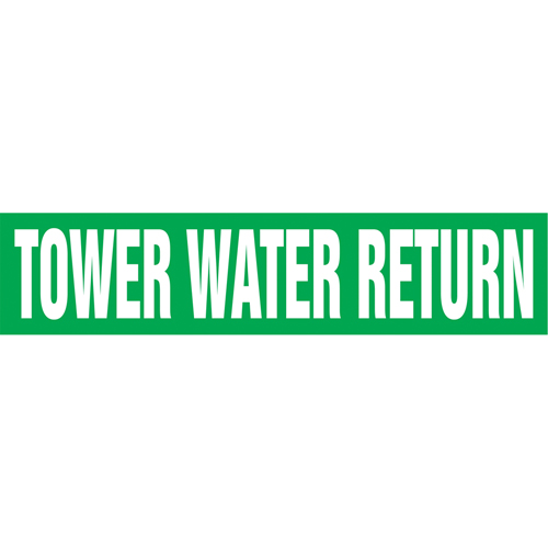 Marqueurs de tuyau "Tower Water Return", Autocollant, 2-1/2" h x 12" la, Blanc/vert Action Paper