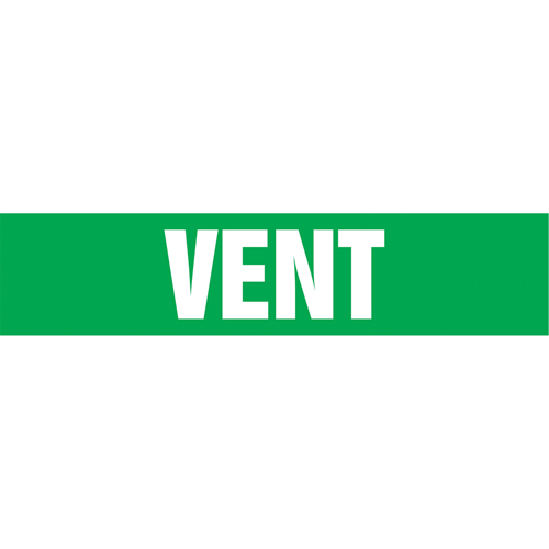 Marqueurs de tuyau "Vent", Autocollant, 2-1/2" h x 12" la, Blanc/vert Action Paper
