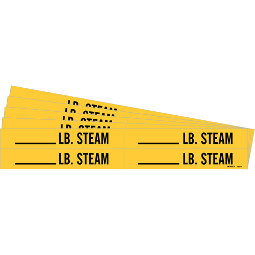 "Blank LB. Steam" Pipe Markers, Self-Adhesive, 1-1/8" H x 7" W, Black on Yellow Action Paper