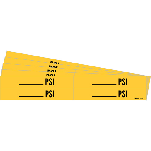 Marqueurs de tuyau avec espace vierge suivi de PSI, Autocollant, 1-1/8" h x 7" la, Noir sur jaune Action Paper