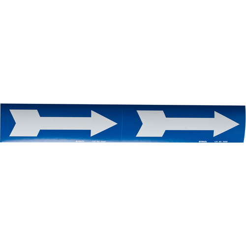 Arrow Pipe Markers, Self-Adhesive, 4" H x 12" W, White on Blue Action Paper
