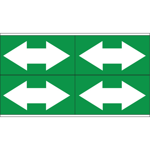 Dual Direction Arrow Pipe Markers, Self-Adhesive, 1-1/8" H x 7" W, White on Green Action Paper