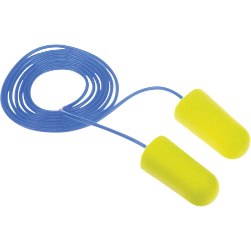Bouchons d'oreilles n&eacute;on jaune E-A-Rsoft, Vrac - Sac en poly, Grand, Avec cordon Action Paper