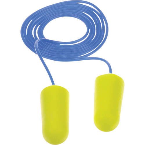 Bouchons d'oreilles n&eacute;on jaune E-A-Rsoft, Vrac - Sac en poly, Grand, Avec cordon Action Paper