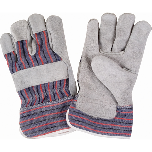 Rugged Fitters Gloves, X-Large, Split Cowhide Palm, Cotton Inner Lining Action Paper