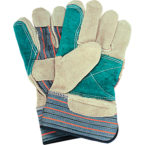 Gants d'ajusteur avec paume double, Grand, Paume en Cuir de vache refendu, Doublure en Coton Action Paper