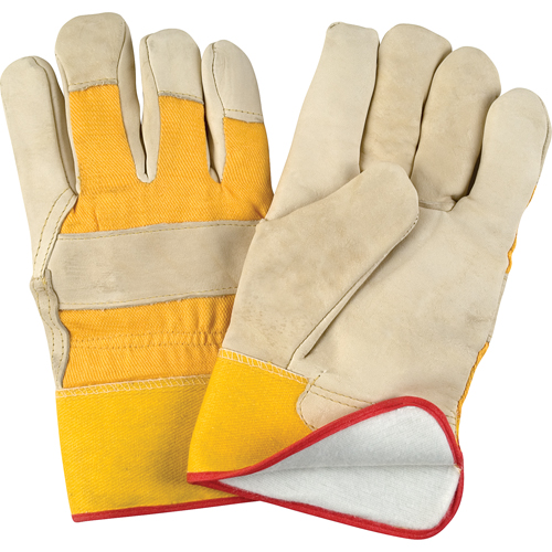 Abrasion-Resistant Winter-Lined Fitters Gloves, Large, Grain Cowhide Palm, Foam Fleece Inner Lining Action Paper