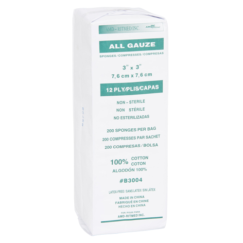 &eacute;ponges de gaze, Tampon, 3" lo x 3" la, Dispositif m&eacute;dical Classe 1 Action Paper