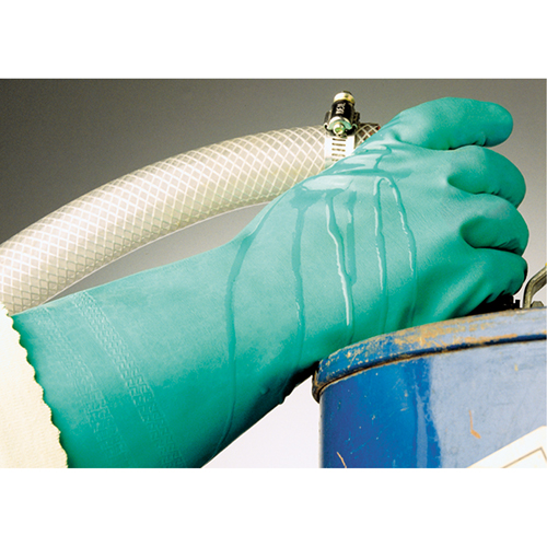 Gants &agrave; prise emboss&eacute;e &agrave; motif en Z StanSolv, Taille Moyen/8, 14" lo, Nitrile, Doublure en Interlock, 11 mils Action Paper