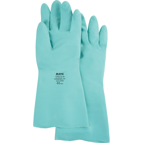 Gants &agrave; prise &agrave; motif en Z StanSolv, Taille Grand/9, 13" lo, Nitrile, 15 mils Action Paper