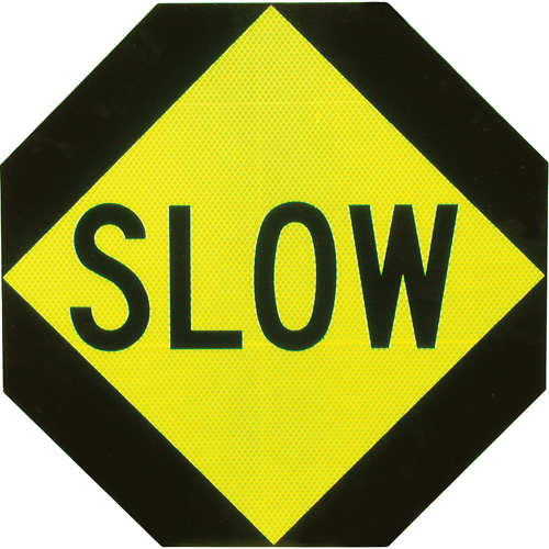 Double-Sided "Stop/Slow" Traffic Control Sign, 18" x 18", Aluminum, English Action Paper