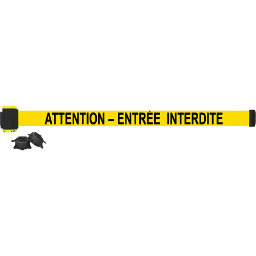 Wall Mount Barrier, Plastic, Magnetic Mount, 7', Black and Yellow Tape Action Paper
