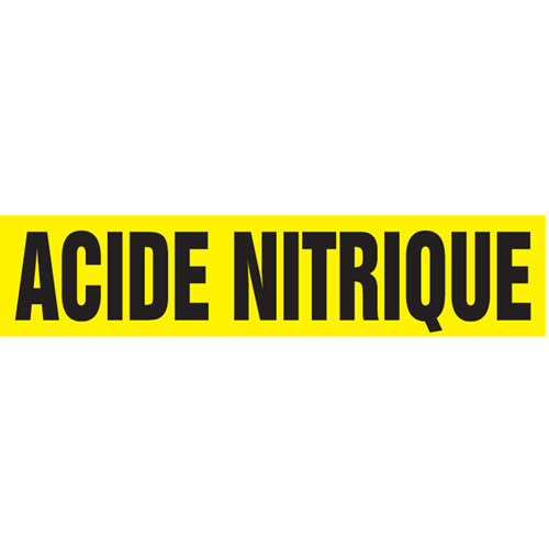 "Acide Nitrique" Pipe Markers, Self-Adhesive, 2-1/2" H x 12" W, Black on Yellow Action Paper