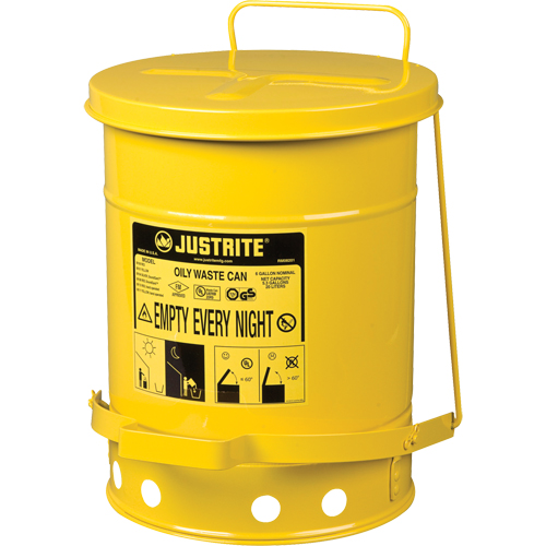 Contenants pour d&eacute;chets huileux, Homologu&eacute; FM/List&eacute; UL, 6 gal. US, Jaune Action Paper