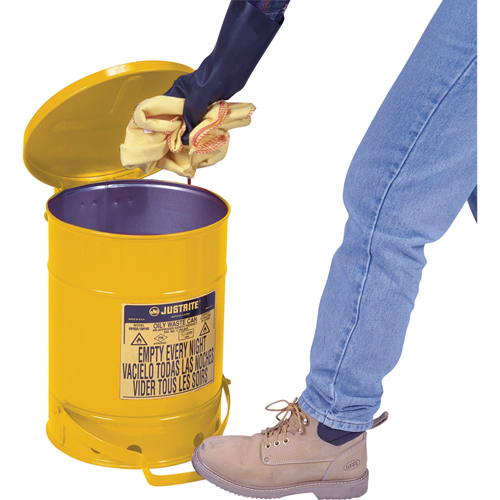 Contenants pour d&eacute;chets huileux, Homologu&eacute; FM/List&eacute; UL, 14 gal. US, Jaune Action Paper