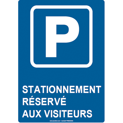 Reserved Parking Sign, 14" x 10", Aluminum, French with Pictogram Action Paper