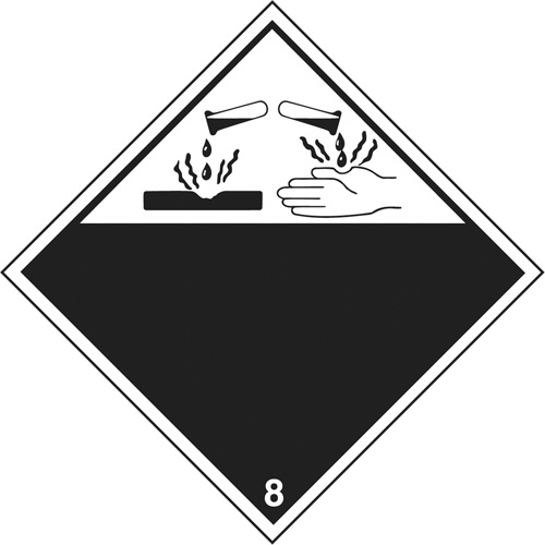 Corrosive Materials TDG Placard, Plastic Action Paper