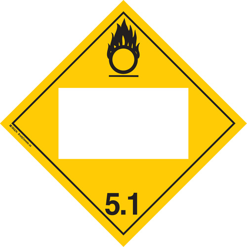 Oxidizer TDG Placard, Adhesive Vinyl Action Paper
