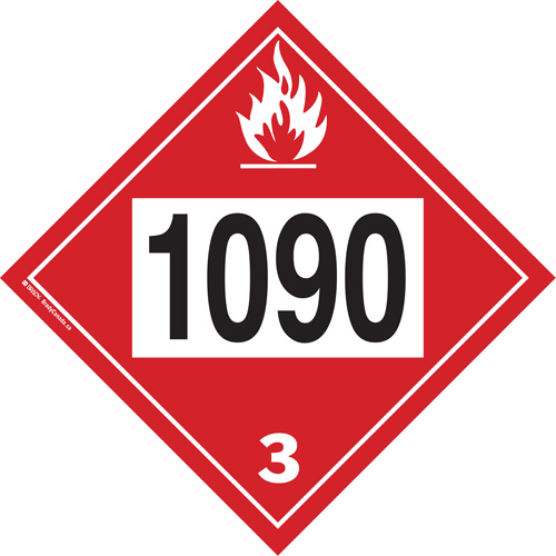 1090 Acetone Flammable Liquid TDG Placard, Plastic Action Paper