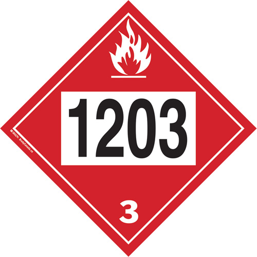 1203 Gasohol & Gasoline Flammable Liquid TDG Placard, Plastic Action Paper