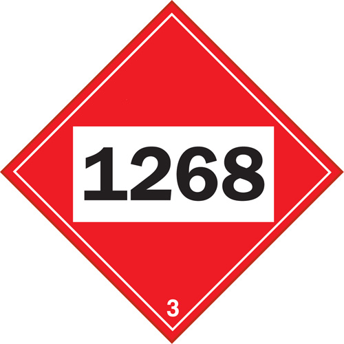 Plaque-&eacute;tiquette TMD 1268 pour distillats de p&eacute;trole, Plastique Action Paper