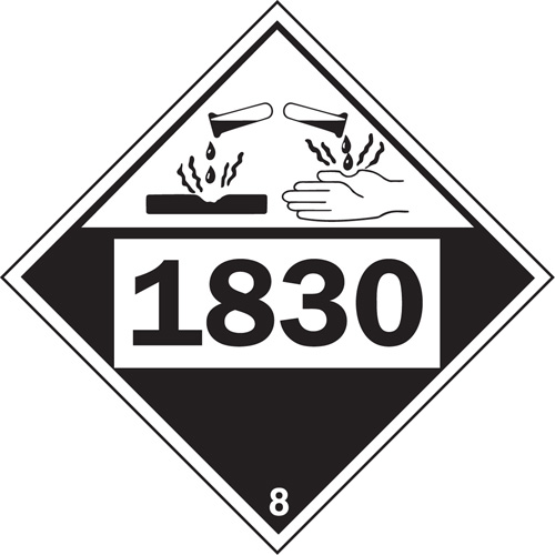 Plaque-&eacute;tiquette TMD 1830 pour mat&eacute;riaux corrosifs acide sulfurique, Plastique Action Paper