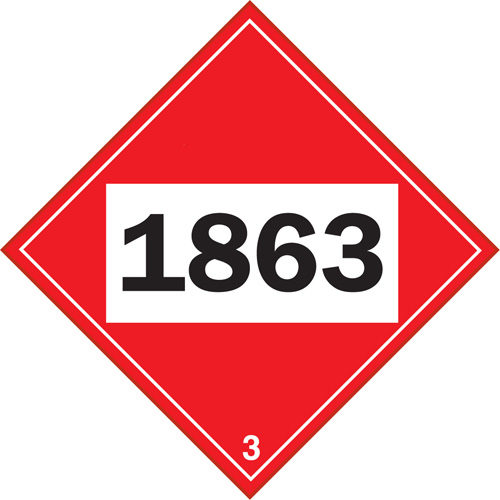 Plaque-&eacute;tiquette TMD 1863 pour liquide inflammable carburant aviation, Plastique Action Paper