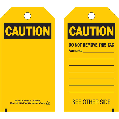 Self-Laminating Safety Tags, Polyester, 4" W x 7" H, English Action Paper
