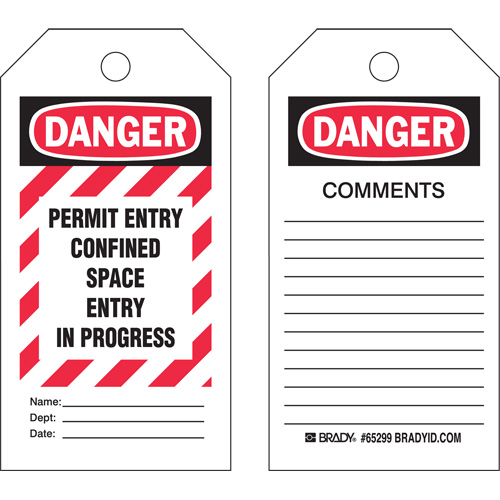 &eacute;tiquettes Confined Space, Polyester, 3" la x 5-3/4" h, Anglais Action Paper